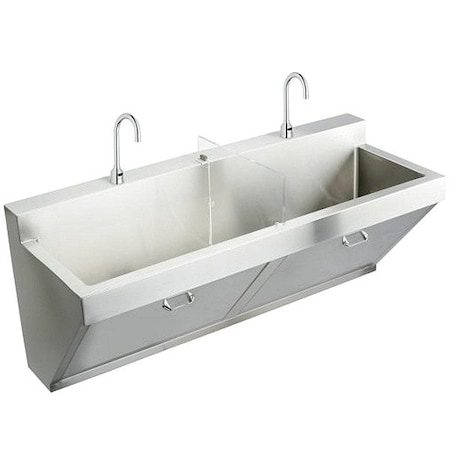Just Manufacturing Scrub Sink 60 in x 17 1/2 in, 1, 2, Wall, 16 ga. 304 Stainless Steel J7702S-J