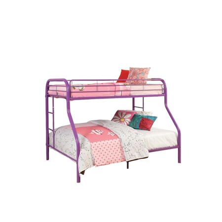 Homeroots 78" X 54" X 60" Twin Over Full Purple Metal Tube Bunk Bed 286575