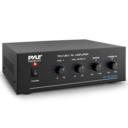 Pyle Pyle60W Compact Mini Home Power Amplifier - Bluetooth 5.0, 2 Mic Inputs, Tone Control PCM30A