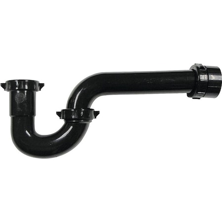 Plumb Pak P-Trap, 1-1/2 x 1-1/2, 1-1/2 x 1-1/4 in, Slip, Plastic, Black PP940B