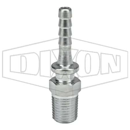 Dixon Boss Hose Stem, 1/4 in, MNPT x Hose Shank, Steel, Domestic MSA