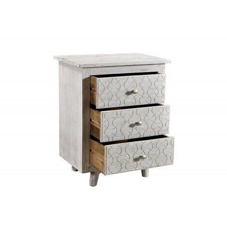 Homeroots 30" White Three Drawer Nightstand 488765