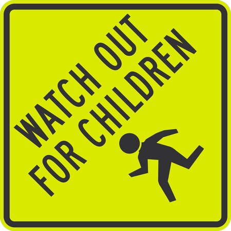Lyle Watch Out For Children (Child Crossing Symbol), 24x24, Diamond Grade, Yellow Green G-12521-DG_24x24