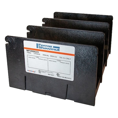 Mersen PowerDistributionBlock, 380A, 1000V, 3Poles MPDB68223