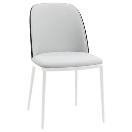 Leisuremod Tule Dining Side Chair with Velvet Seat and White Powder-Coated Steel Frame, Black/Platinum Blue TWCBL18BU
