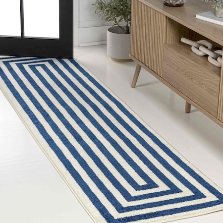 Jonathan Y Bandol Modern Classic Mitre Stripe Navy/Ivory 2 ft. x 8 ft. Runner Rug MOH211D-28