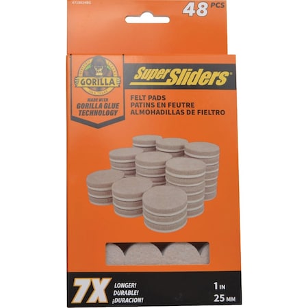 Gorilla Glue Super Sliders 1'' Beige Felt Pad, 48-Piece 4719024BG