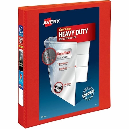Avery reg HeavyDuty View 3 Ring Binder, 1 One Touch EZD Rings, Red, Red, 12PK AVE79170