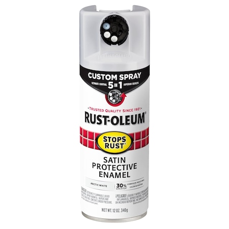 Rust-Oleum Spray Paint, Arctic White, Satin, Solvent, 12 oz 383424