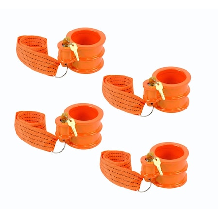 Mytee Products King Pin Lock, Orange Powder Coated w/Safety Ribbon, Works w/Class 8 vehicle, 4PK MP-KPL-PTx4