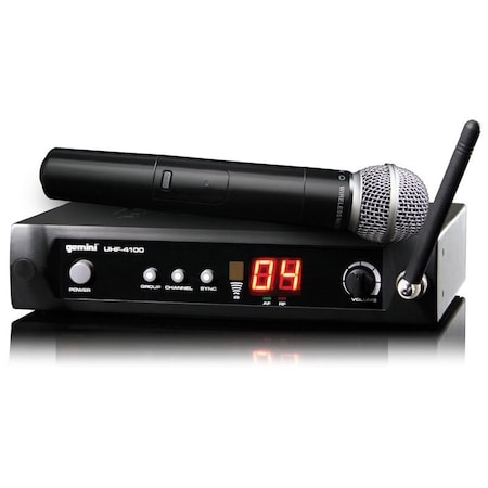 Gemini UHF Wireless Unidirectional, handheld dynamic microphone transmitter w/100 operating frequencies & UHF-4100M