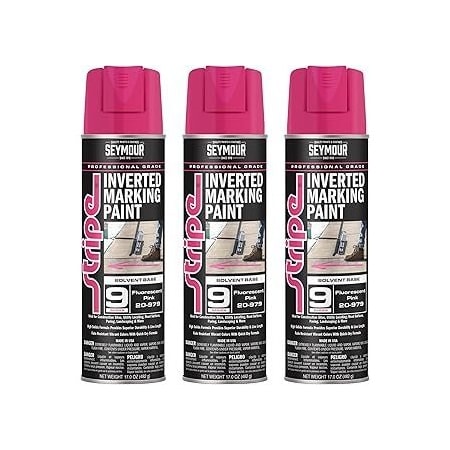 Seymour Midwest Stripe 9-Series Inverted Ground Marking Paint, Fluorescent Hot Pink net 17oz., 3PK 20979-3