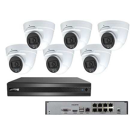 Speco Technologies Security Camera Kit, Turret, 2 TB, 12V DC ZIP8T2B