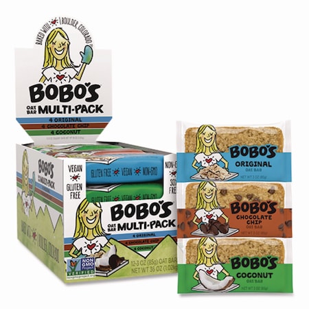 Bobos Oat Bar Coconut/Chocolate Chip/Original Multipack, 3 oz Individually Wrapped, 12PK BBO00098