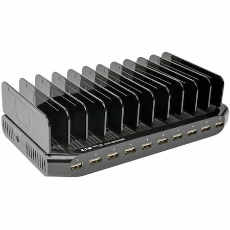 Tripp Lite 10-PORT USB CHARGING STATION WITH ADJUSTABLE STORAGE, 12V 8A 96W USB CHARGER O U280-010-ST-CEE