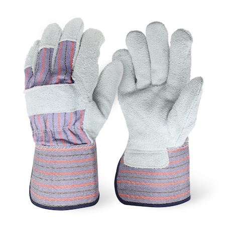 Firm Touch Quality Grade Cow Split Leather Palm, 4.5" Rubberized Cuff, XL, 12PK 1044 XL