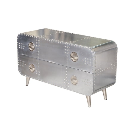 Homeroots 44in Silver Aluminum Enclosed Storage TV Stand 489549