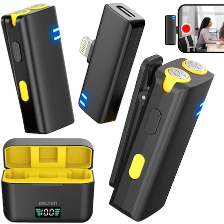 Delton Two Wireless Lavalier Microphones and iPhone/iPad Lightning Receiver - Black M27