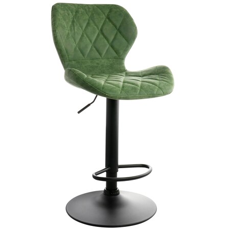 Elama Vintage Faux Leather Adjustable Bar Stool in Green with Black Base ELM-799-45-GRN
