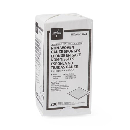 Medline Nonwoven Nonsterile 4-Ply Gauze Sponges, 4in x 4in, 2000PK PRM25444