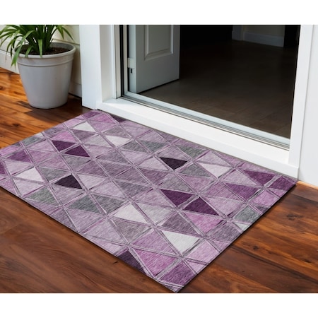 Homeroots 3' X 5' Merlot Purple And Lavender Geometric Washable Indoor Outdoor Area Rug 583040