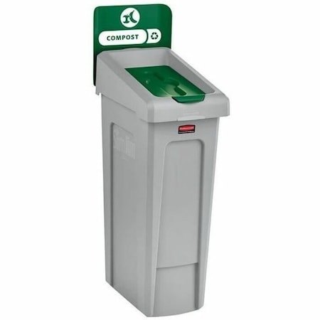 Rubbermaid Commercial 23 gal Rectangular Recycling Bin, Flat with Top Opening, Green, 1 Openings 2185051