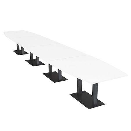 Skutchi Designs Boat Conference Table With Power, 48 in W, 264 in L, White HAR-BOT-48x264-DOU.BK-W960-NA