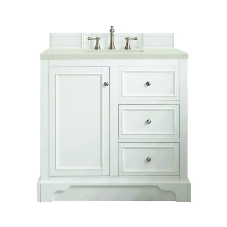 James Martin Vanities De Soto 36" Single Vanity, Bright White, w/ 3 CM Siberian Silestone Top 825-V36-BW-3SFR