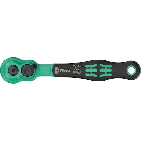 Wera 8010 A Zyklop Comfort ratchet, with reversing lever, with 1/4 in drive, 1/4 in x 144 mm 5005600001
