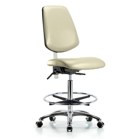 Blue Ridge Ergonomics Clean Room Chair Vin Med Ben Chair, Med, Bk, Wht, CL100, No Arms, 22" to 29" Height, Vinyl, Adobe White BR-NCR-VMBCH-MB-CR-T0-A0-CF-CC-8501