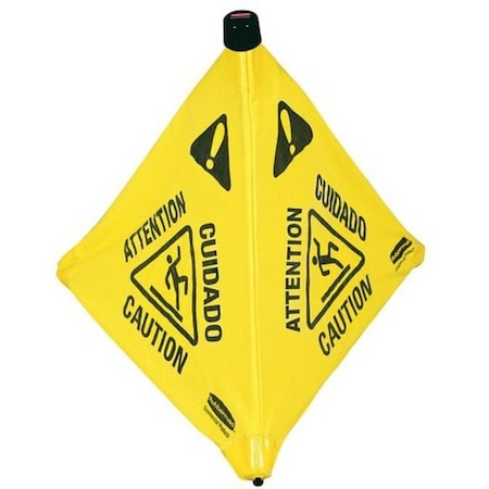 Rubbermaid Commercial Soft Safety Sign, 30 in H, 21 in W, Fabric, Galvanized Steel, Nylon, Polypropylene, FG9S0100YEL FG9S0100YEL