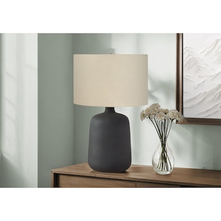 Monarch Specialties Lighting, 24 in.H, Table Lamp, Black Ceramic, Beige Shade, Contemporary I 9635