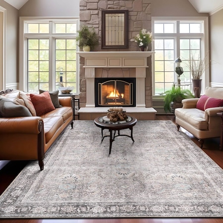 World Rug Gallery Vintage Inspired Machine Washable Non Slip Area Rug 9 ft x 12 ft Olive 6029OLIVE9X12