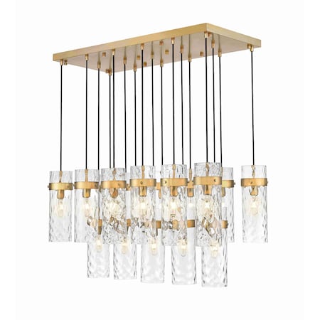 Z-Lite Fontaine 17 Light Linear Chandelier, Rubbed Brass, 44.25 In W 7002P5-17L-RB