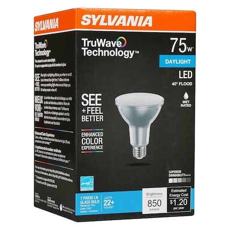 Sylvania Natural LED Bulb, PAR30LN Lamp, 75 W Equivalent, E26 Medium Lamp Base, Dimmable, Silver 40913