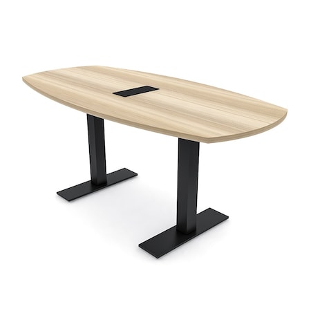 Skutchi Designs Arc Boat Conference Table With Power, 36 in W, 72 in L HAR-ABOT-36X72-T.BK-K525-EBLK