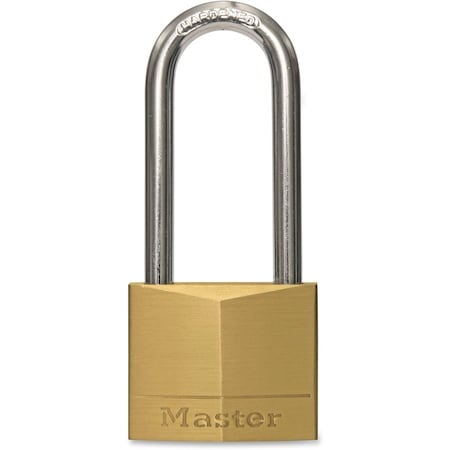 Master Lock Padlock, Keyed Different, Long Shackle, Rectangular Brass Body, Steel Shackle, 13/16 in W 140DLH