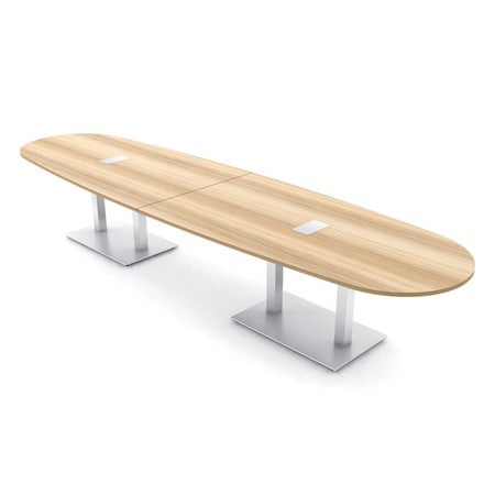 Skutchi Designs Boval Conference Table With Power Unit, 48 in W, 168 in L, Brown HAR-BOVL-48X168-DOU-K525-ESIL