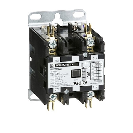 Square D Definite Purpose Magnetic Contactor, 208V-240V AC, 2 P, Non-Reversing, 1 Phase 8910DPA32V09