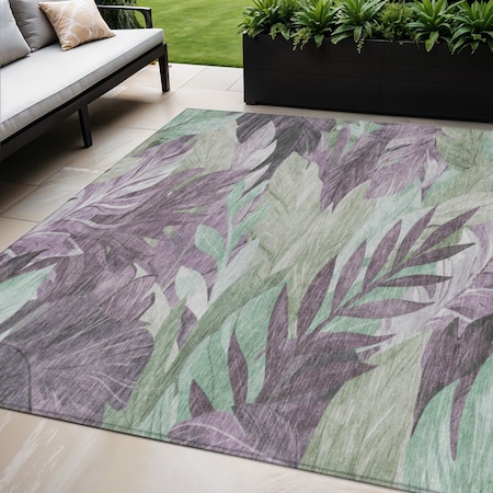 Homeroots 5' X 8' Lavender And Lilac Floral Washable Indoor Outdoor Area Rug 611115