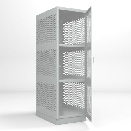 Pucel Heavy Duty Storage Locker, One Door Perforated Ventilated, 24in W x 36in D x 74in H, 4in Base, Gray DLCU-2436-1-PERF-B