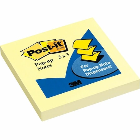 Post-It Sticky note Pop-up Notes R-330-YW Pop-Up Note Refills- 3 x 3- Canary Yellow- 100 Sheets R-330-YW