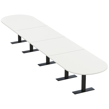 Skutchi Designs 18ft Conference Table With Power Unit | 18 Person Modular Racetrack Meeting Table | Harmony Series HAR-RAC-48X216-T.BK-W960-NA