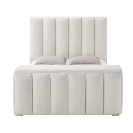 Global Furniture Usa Contemporary Serenity Crema King Bed With Speaker, Tv Lift And Fireplace SERENITY-CREMA-KB W/ SPEAKER TV LIFT FP
