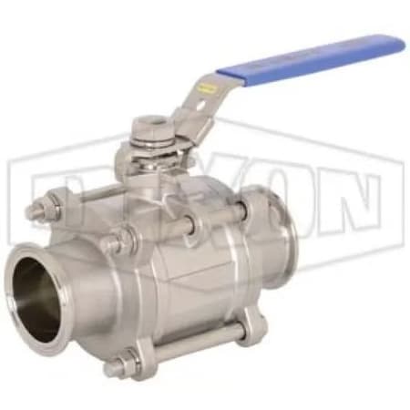 Dixon Ball Valve, 3-Piece 2-Way Non-Encapsulated, 2-1/2 in Nominal, 800 psi, Stainless Steel Ball, 7.8 in BV2GG-250CC-A