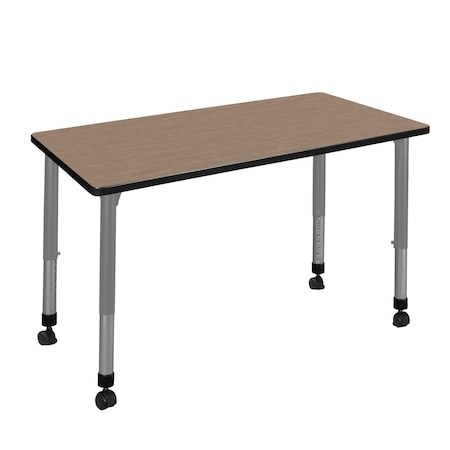 Regency Kee Height Adjustable Mobile Classroom Activity Table, 48 in W, 30 in L, Noble Oak MT4830NOAPCGY