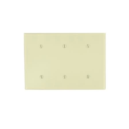 Leviton Blank Wallplate, Standard Size, Gang 3, Ivory 86035