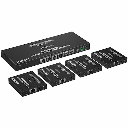 Rocstor TRUEREACH TR21 4K@60HZ 1X4 HDMI SPLITTER WITH EXTENDER POWER OVER NETWORK CABLE Y10G021-B1