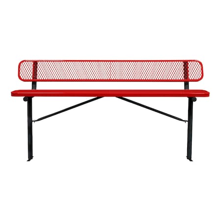 Leisure Craft Bench/Back, Ingroud Mount, 8ft., Red B8WBIG-RED
