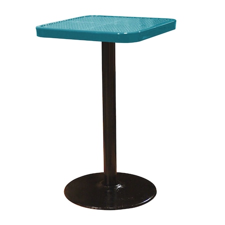 Leisure Craft 24" Square Perforated Pedestal Table, Portable, 40"H, Teal SQ24TAB40-TEAL